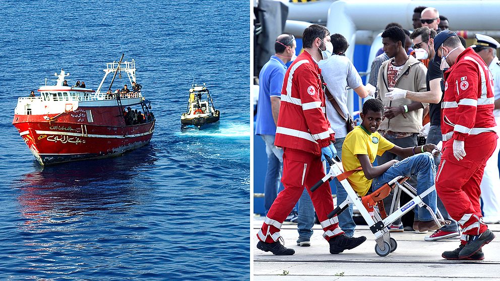 Svenska Kustbevakningens fartyg Poseidon räddade på tisdagskvällen 220 båtflyktingar på Medelhavet. När räddningsaktionen var klar åkte fartyget på ett nytt larm.