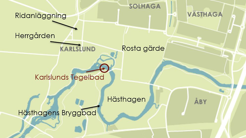 Karta från Örebro kommun över det nya badet i Karlslund.