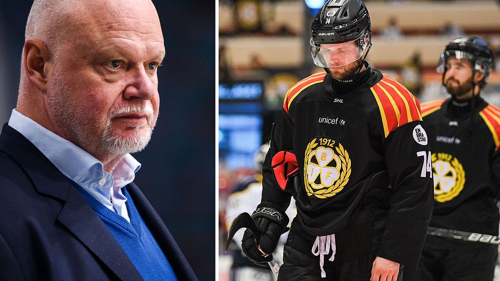 Roger Melin och Brynässpelare som deppar.