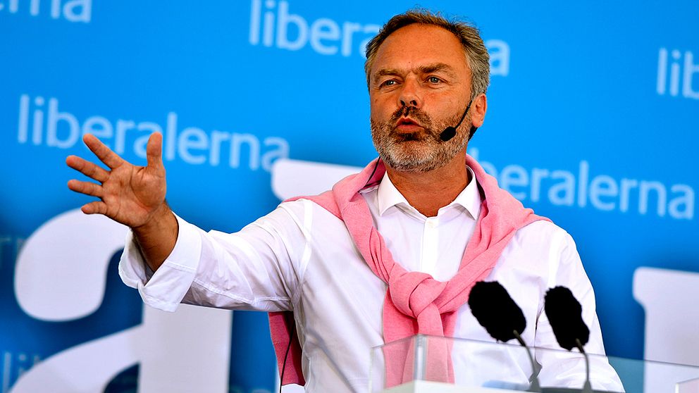 Folkpartiets partiledare Jan Björklund talade i Almedalen under politikerveckan i Visby på söndagen.