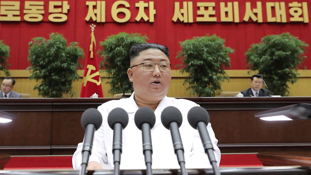 Nordkoreas ledare Kim Jong Un höll avslutningsanförande vid en partikongress i Pyongyang. Oberoende journalister tilläts inte tillträde.