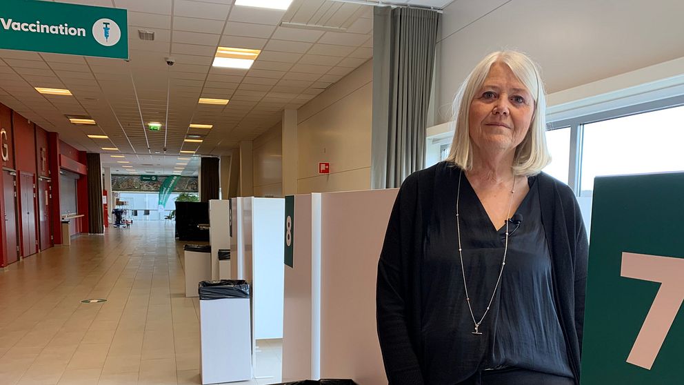 Madelaine Gustafsson, verksamhetschef på vaccinationscentralen i Halmstad, i Halmstad arena.