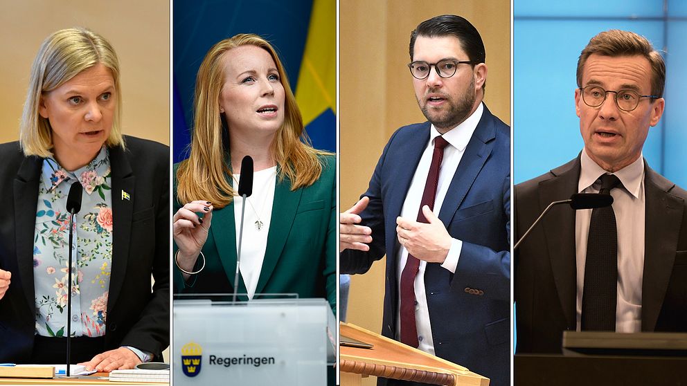 Magdalena Andersson (S), Annie Lööf (C), Jimmie Åkesson (SD) och Ulf Kristersson (M)