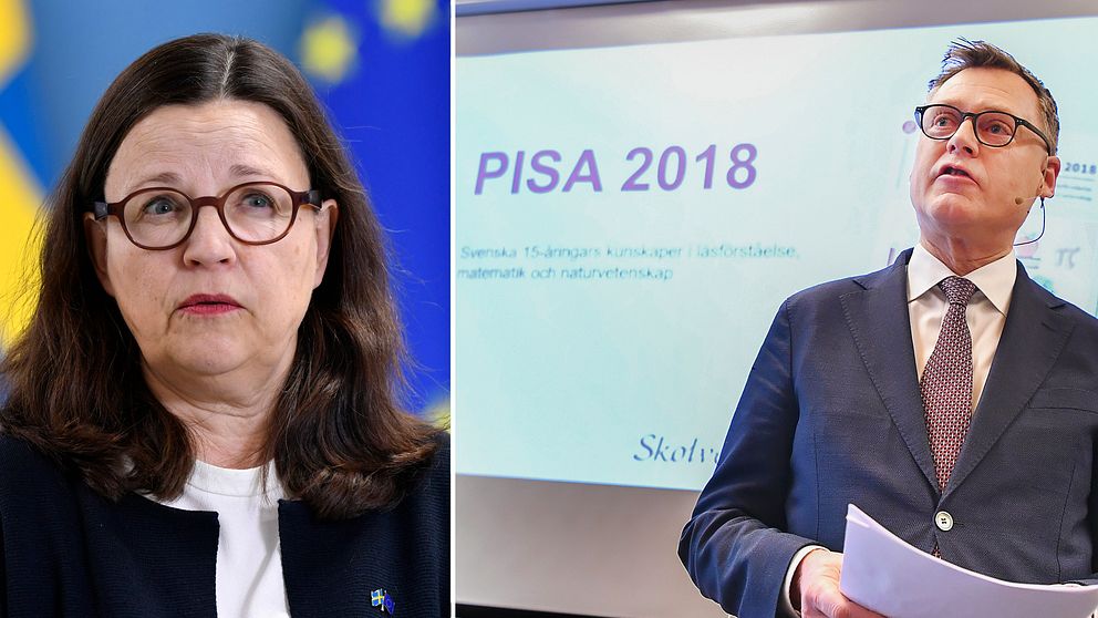 Utbildningsminister Anna Ekström och Skolverkets generaldirektör Peter Fredriksson.