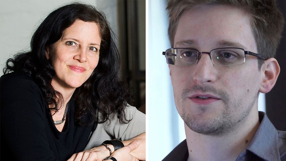 Dokumentärregissören Laura Poitras och visselblåsaren Edward Snowden.