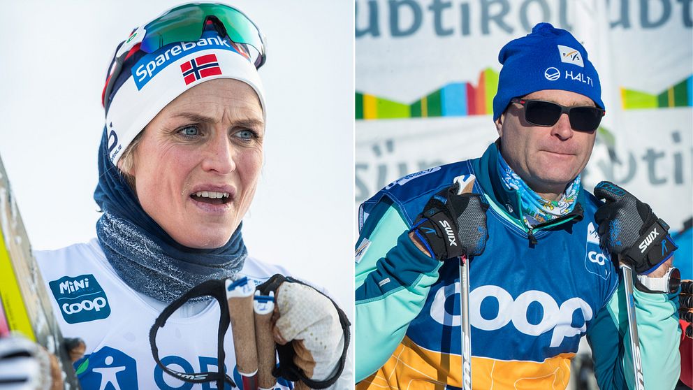 Norges Therese Johaug och Fis-chefen Pierre Mignerey.