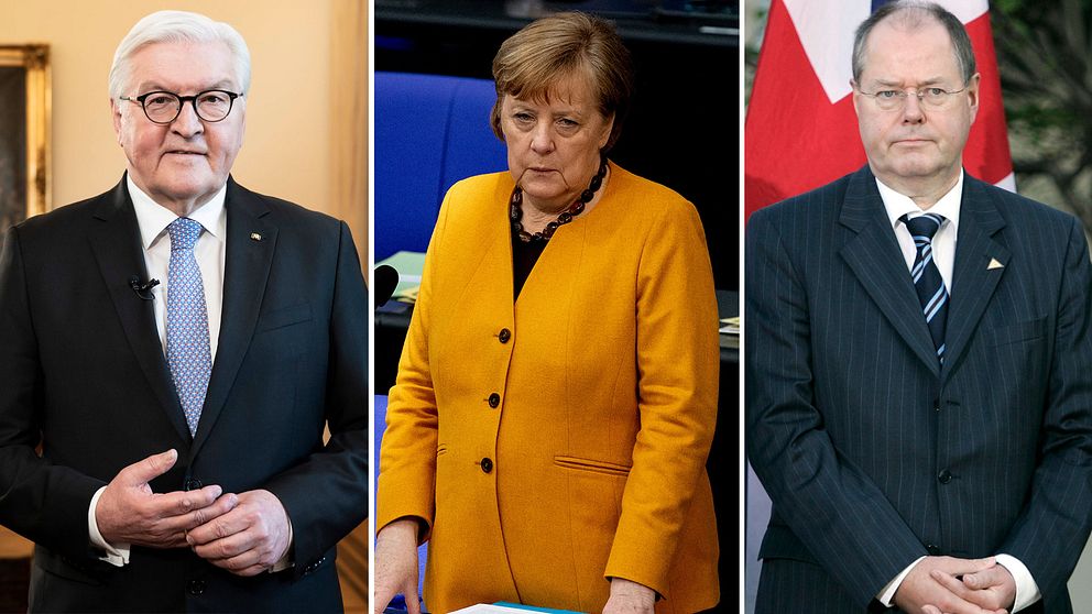 Tysklands förbundskansler Angela Merkel, Tysklands förbundspresident Frank-Walter Steinmeier och tidigare finansministern Peer Steinbrück