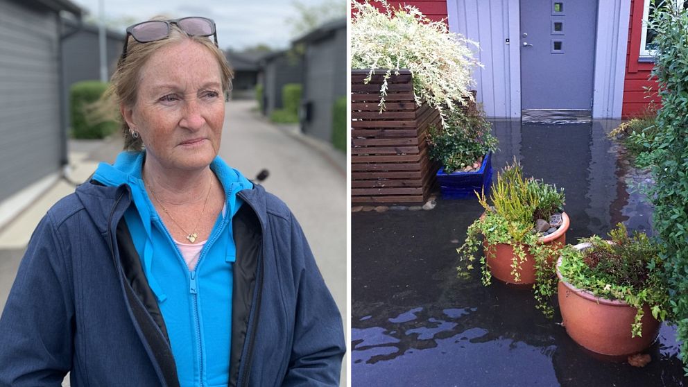 Christine Lundberg flyttade till Åsa för fem år sedan. Hennes hus är beläget på en låg punkt, vilket är problematiskt när det blir översvämningar.