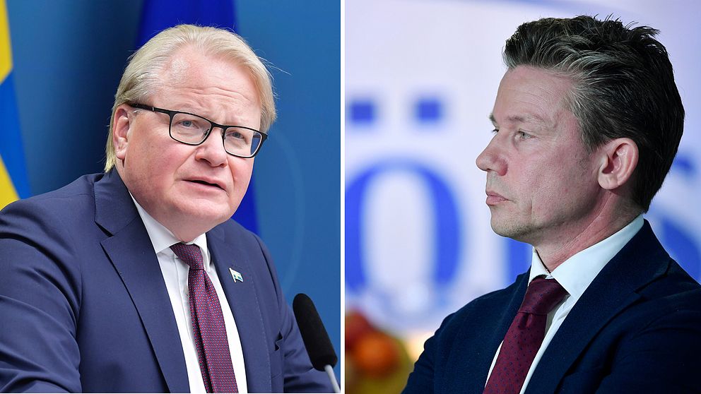 Försvarsminister Peter Hultqvist (S), Moderaternas försvarspolitiske talesperson Pål Jonson.