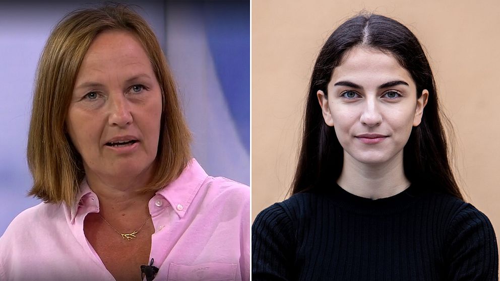 Till vänster Liberalernas partisekreterare Juno Blom och till höger Liberala Ungdomsförbundets ordförande Romina Pourmokhtari.