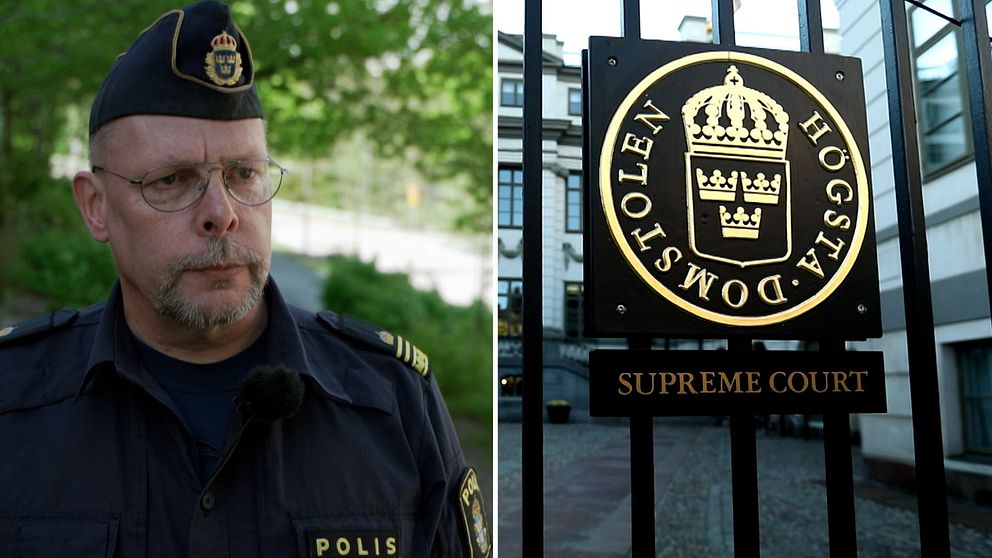 Tommy Vestergren, kriminaltekniker i polisregion Stockholm/ skylt vid Högsta domstolen.