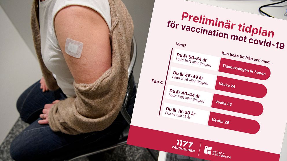 Från och med den 28 juni släpper Region Kronoberg på alla över 18 år att boka in sig för en vaccination