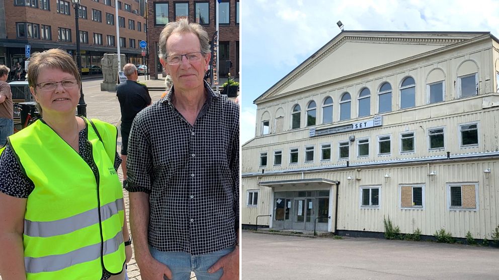Två föreningar deltog under lördagens manifestation. Marie Hansson är ordförande i Folkparkens vänner och Knut Lindgren är ordförande i Halmstad folkparks kulturallians.
