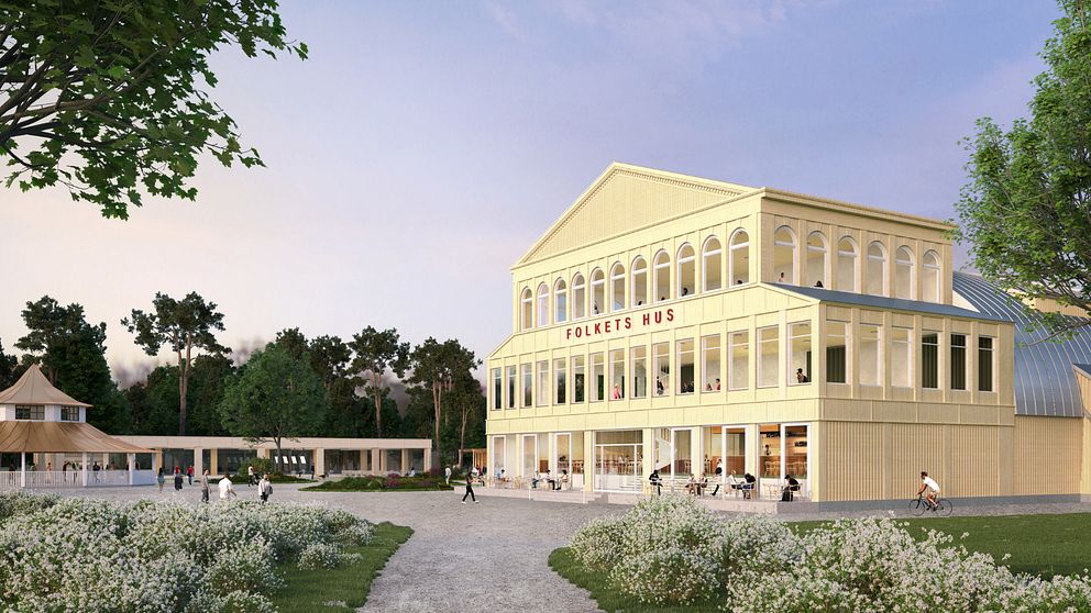 Såhär ser föreningarnas vision ut över hur Kulturhuset i Halmstad skulle se ut efter en renovering.