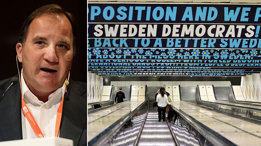 ”Bedrövlig” säger Stefan Löfven om SD-kampanjen kring tiggeri.