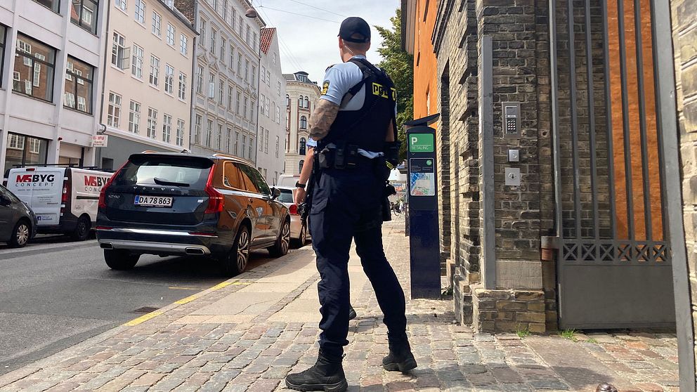 Polisbevakning utanför hovrätten i Danmark