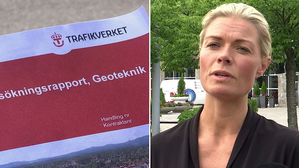 närbild på en pappersrapport från Trafikverket samt porträtt en blond kvinna: Åsa Bergqvist