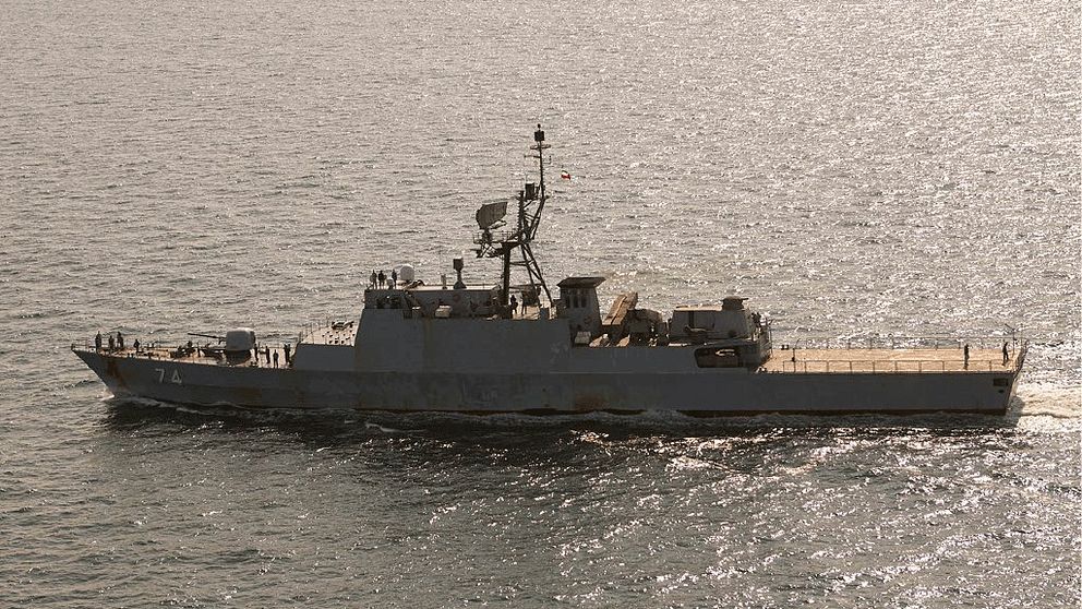 Irans fregatt Sahand vid ön Bornholm i Östersjön.
