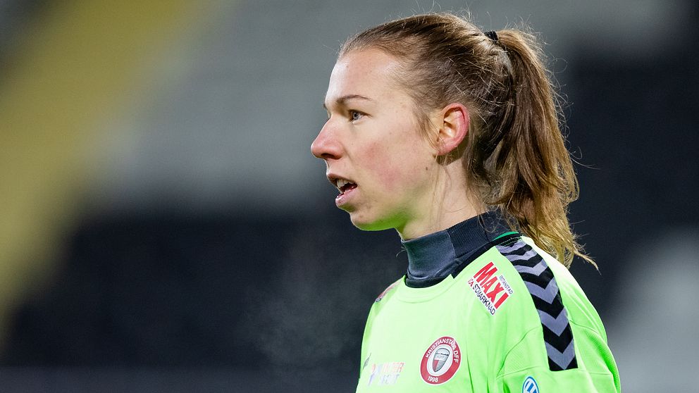 Kristianstads målvakt Melina Loeck under träningsmatchen i fotboll mellan Häcken och Kristianstad den 13 februari 2021 i Göteborg.