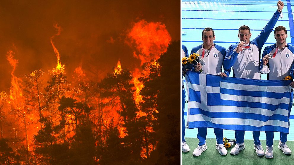 De grekiska vattenpolospelarna skänker pengar till drabbade av skogsbränderna.
