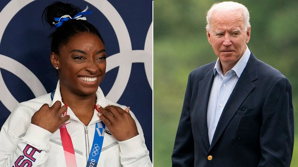 Joe Biden är imponerad över Simone Biles bedrift.