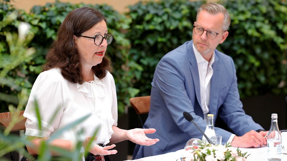 utbildningsminister Anna Ekström och Mikael Damberg på en tidigare pressträff