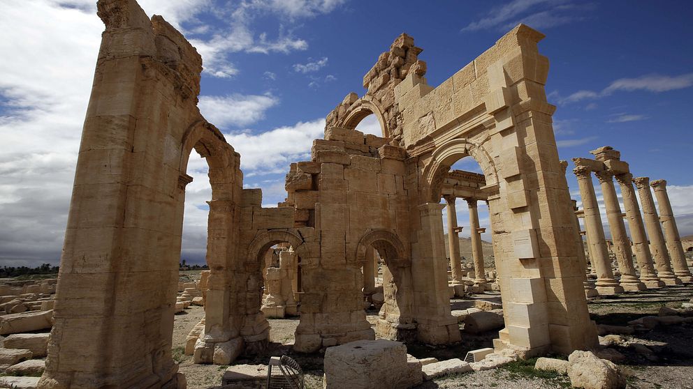 Baalshamir-templet i Palmyra fotograferat i mars förra året.