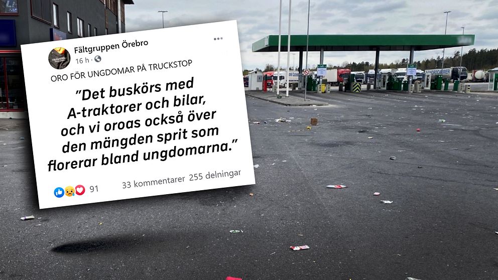 I ett inlägg på Facebook skrev Fältgruppen Örebro ett inlägg om den oro man känner inför situationen på Truckstop.