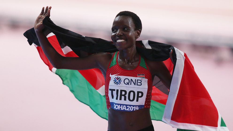 Agnes Tirop tog brons under VM i Doha 2019.