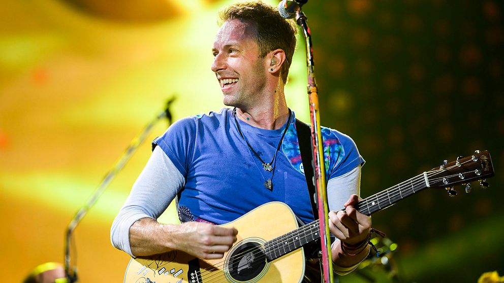 Chris Martin när brittiska gruppen Coldplay spelade på Friends Arena i Solna inför fullsatta läktare 2016.