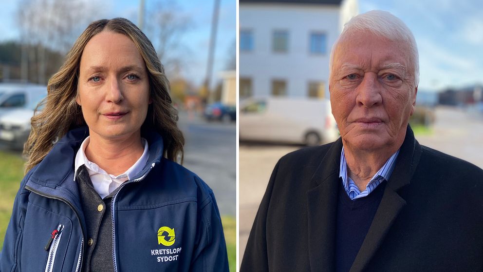 Maria Schade, förbundsdirektör på Kretslopp Sydost och More Biogas styrelseordförande Kjell Axelsson har olika bild av vems ansvar det är att plast hamnat i åkrarna.