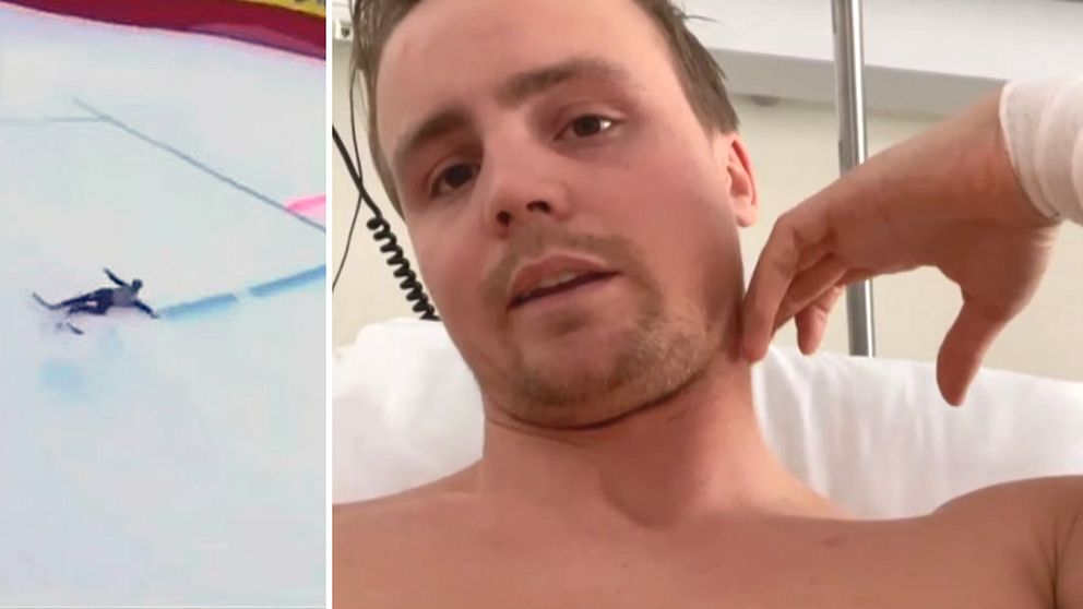 Felix Monsén nyopererad på sjukhuset i Innsbruck.