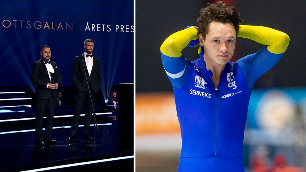 Nils van der Poels polare tar emot hans pris på Idrottsgalan