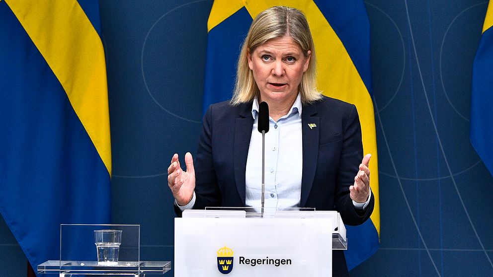 Statsminister Magdalena Andersson (S) höll pressträff efter dagens partiledarsamtal om säkerhetsläget.