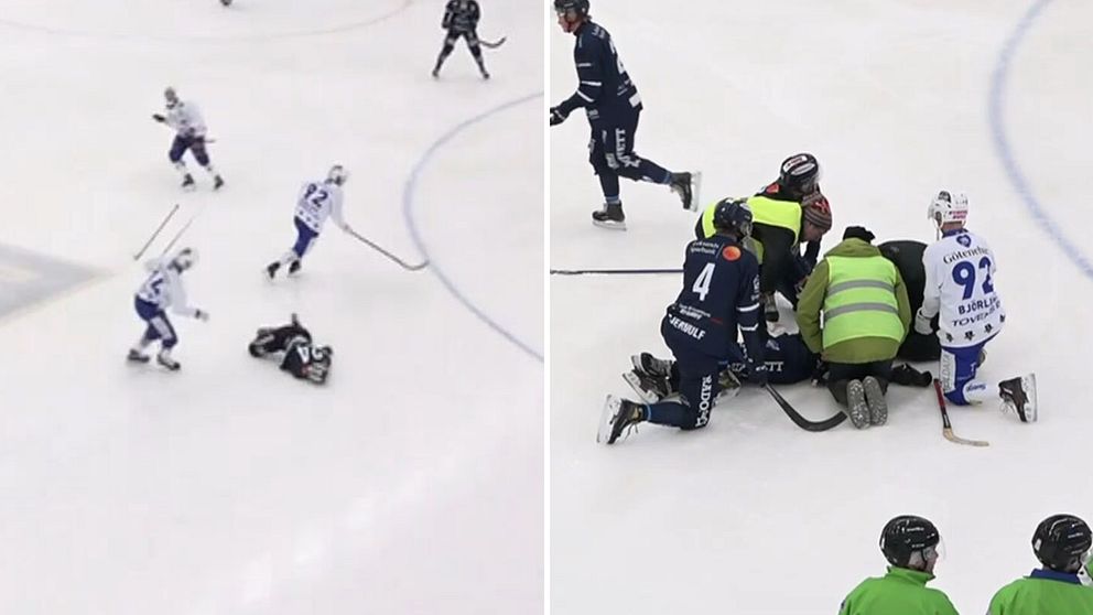 Rättviks Michael Pettersson blev liggande efter en kollision.