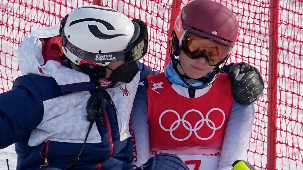 Mikaela Shiffrin var riktigt besviken efter sin uråkning i OS-slalomen.