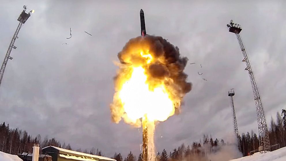 Rysk interkontinental ballistisk robot Yars uppges testas i Kura i Ryssland under kärnvapenövning.