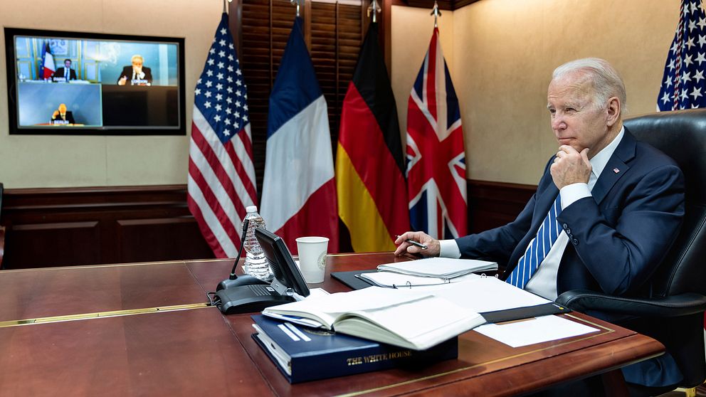 USA:s president Joe Biden i ett Situationsrummet i Vita huset.