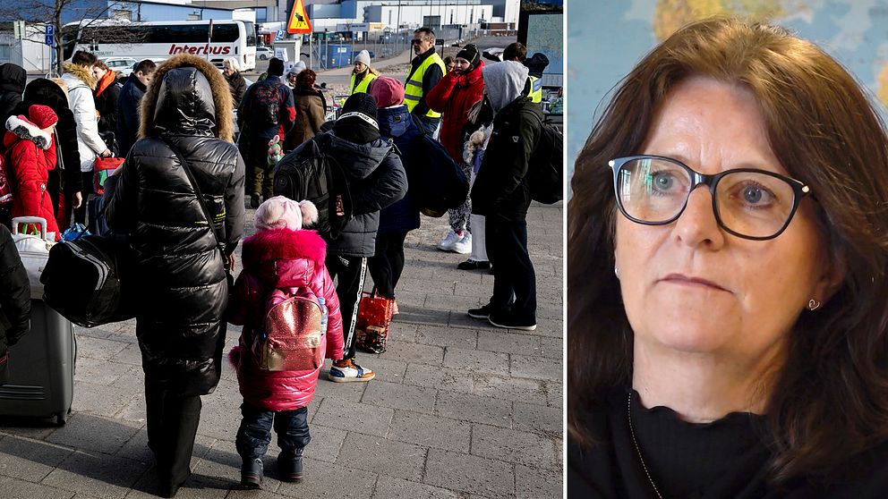 barn och ungdomar, flyktingar från Ukraina, nyanlända i södra Sverige vid bussar