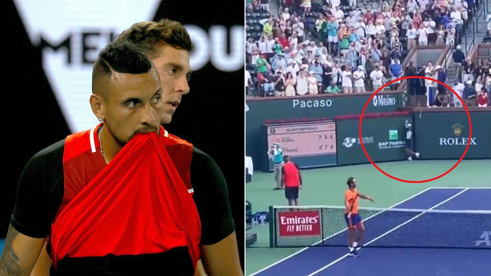 Nick Kyrgios kastade racket mot en linjedomare.