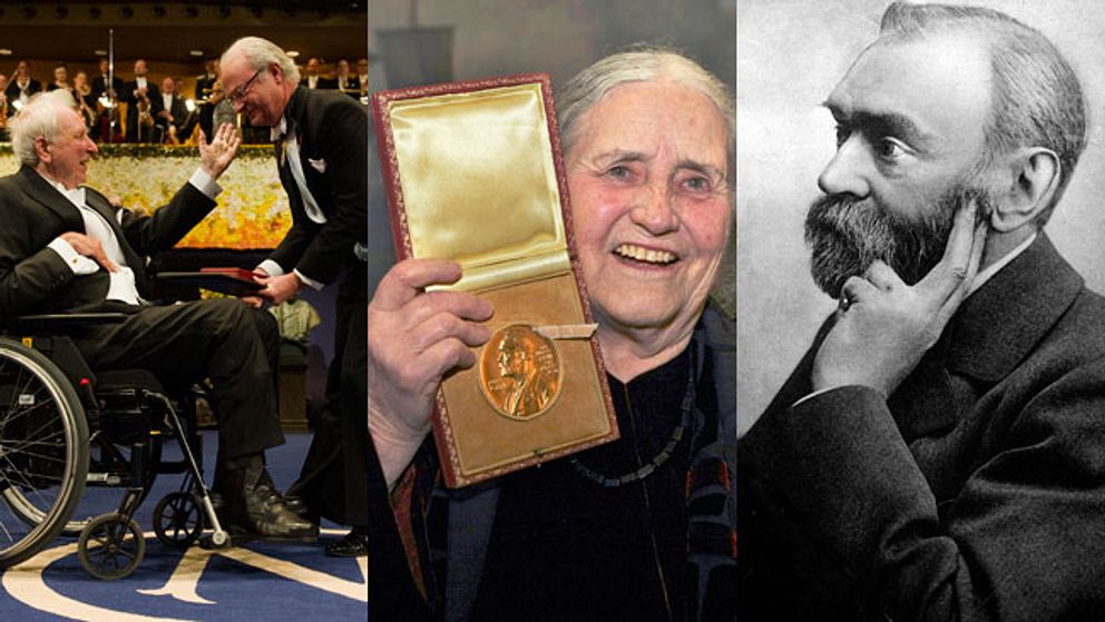 Tomas Tranströmer (1) och Doris Lessing (2) har båda fått litteraturpriset som betalas av Alfred Nobels fond.