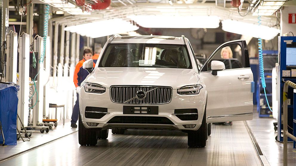 Produktion av nya lyxmodellen XC 90 på Torslanda-fabriken i Göteborg