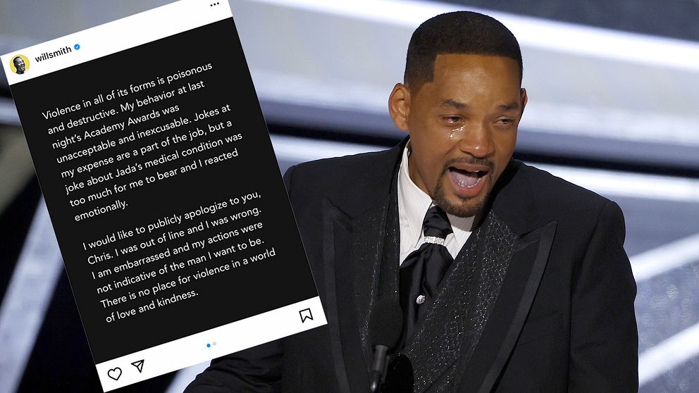 Den amerikanske skådespelaren Will Smith ber om ursäkt till  prisutdelaren och komikern Chris Rock på sin Instagram.
