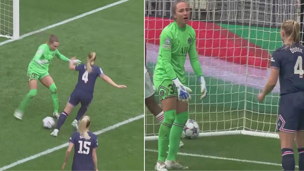 Det var dålig kommunikation mellan backen Paulina Dudek och målvakten Barbora Votikova vid Lyons 3-1.