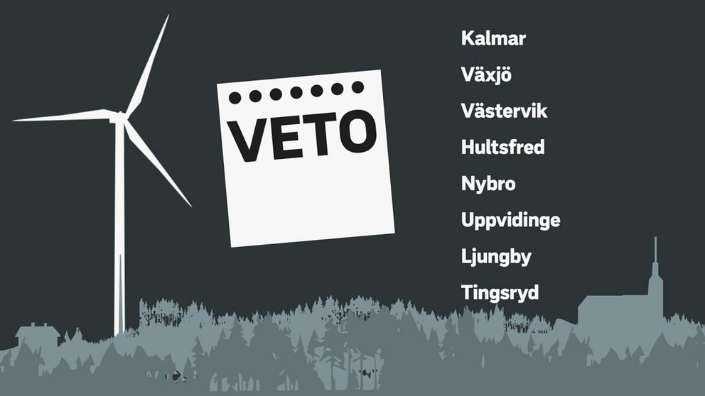 Åtta kommuner har haft vindkraftsprojekt uppe för beslut bland politikerna i kommunstyrelsen eller kommunfullmäktige senaste fem åren. Sju av kommunerna har använt vetot minst en gång.