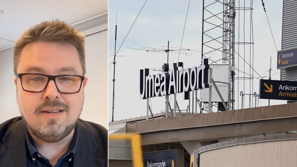 Till vänster syns Jonas Lundström chef närningsliv och samhällsbyggnad i Region Västerbotten, till höger syns Umeå airport.