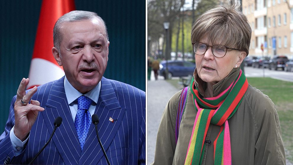Turkiets president Recep Tayyip Erdogan och Ulla Gudmundsson, tidigare biträdande chef för Sveriges Natodelegation.