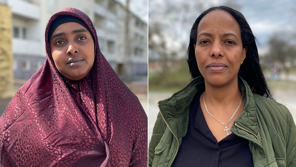 Bilden är delad i två och består av två porträttbilder. Den vänstra är en bild på Ruwayda Ahmad Abdi och den högra är Helen Tesfay.