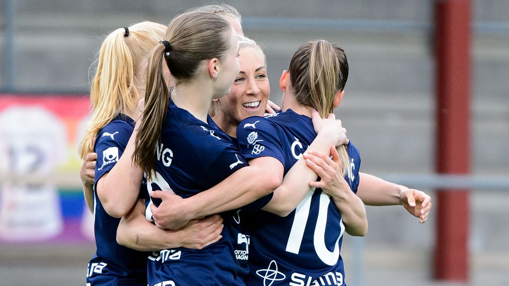 Rosengårds Mia Persson jublar efter 1-0 under fotbollsmatchen i Damallsvenskan mellan FC Rosengård och Örebro den 16 maj 2022 i Malmö.