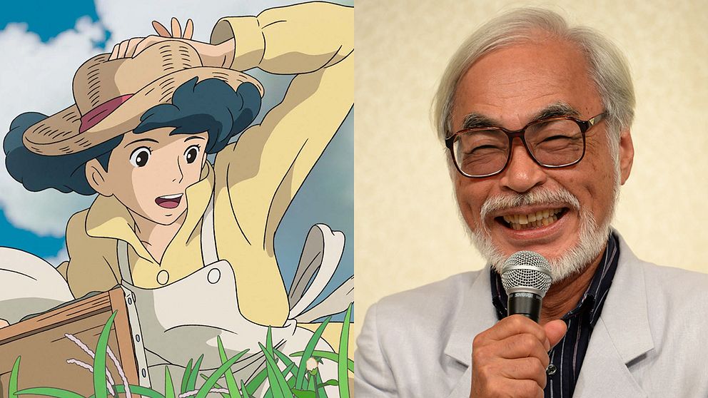 Stillbild från den japanske filmskaparen Hayao Miyazakis (t.v) film ”Det blåser upp en vind”.
